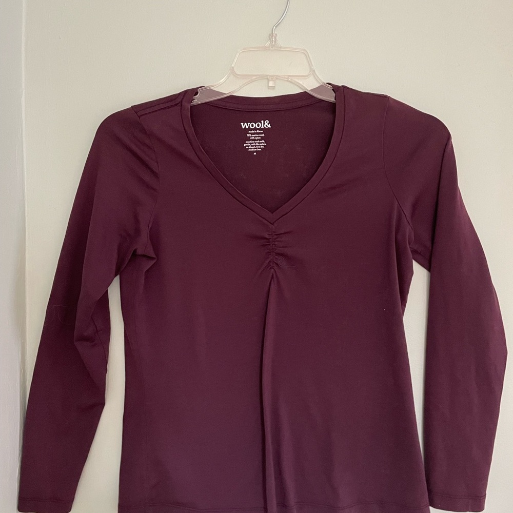 Wool& Burgundy Long Sleeve Women's Top